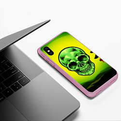 Чехол iPhone XS Max матовый Зеленый череп, цвет: 3D-розовый — фото 2