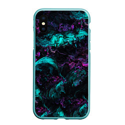 Чехол iPhone XS Max матовый Неоновые Коралы, цвет: 3D-мятный