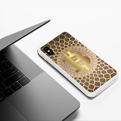 Чехол iPhone XS Max матовый Золотой биткоин, цвет: 3D-белый — фото 2