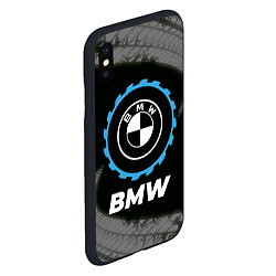 Чехол iPhone XS Max матовый BMW в стиле Top Gear со следами шин на фоне, цвет: 3D-черный — фото 2