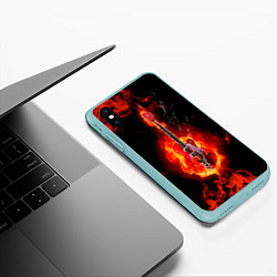 Чехол iPhone XS Max матовый Огненная гитара, цвет: 3D-мятный — фото 2