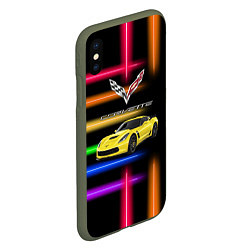 Чехол iPhone XS Max матовый Chevrolet Corvette - гоночная команда - Motorsport, цвет: 3D-темно-зеленый — фото 2
