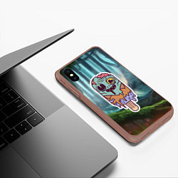 Чехол iPhone XS Max матовый Зомби - мороженое, цвет: 3D-коричневый — фото 2