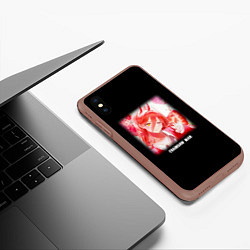 Чехол iPhone XS Max матовый Человек-бензопила Пауэр и клубника, цвет: 3D-коричневый — фото 2