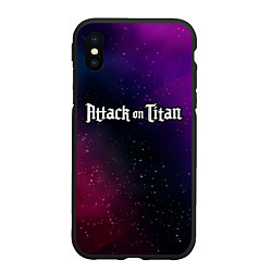 Чехол iPhone XS Max матовый Attack on Titan gradient space, цвет: 3D-черный