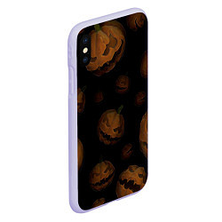 Чехол iPhone XS Max матовый Парящие тыквы Джека, цвет: 3D-светло-сиреневый — фото 2