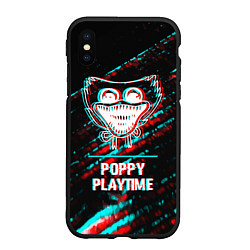 Чехол iPhone XS Max матовый Poppy Playtime в стиле glitch и баги графики на те, цвет: 3D-черный