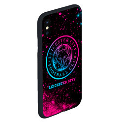 Чехол iPhone XS Max матовый Leicester City - neon gradient, цвет: 3D-черный — фото 2