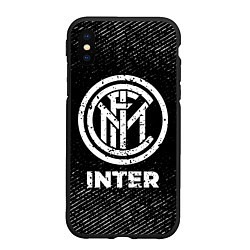 Чехол iPhone XS Max матовый Inter с потертостями на темном фоне, цвет: 3D-черный