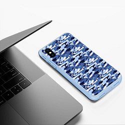 Чехол iPhone XS Max матовый Камуфляж Navi Camo, цвет: 3D-голубой — фото 2