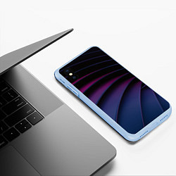 Чехол iPhone XS Max матовый Спиральные тёмные пластины, цвет: 3D-голубой — фото 2