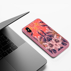 Чехол iPhone XS Max матовый Оранжево-коричневый абстрактный геометрический узо, цвет: 3D-малиновый — фото 2