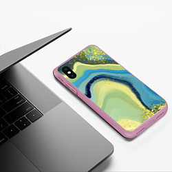 Чехол iPhone XS Max матовый Сине-зеленый агат, цвет: 3D-розовый — фото 2