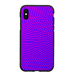 Чехол iPhone XS Max матовый Фиолетовые линии, цвет: 3D-черный
