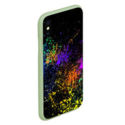 Чехол iPhone XS Max матовый Абстрактные брызги краски, цвет: 3D-салатовый — фото 2