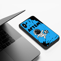 Чехол iPhone XS Max матовый Артем космонавт футболист, цвет: 3D-черный — фото 2
