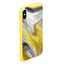 Чехол iPhone XS Max матовый Благородный серо-золотой мрамор, цвет: 3D-желтый — фото 2