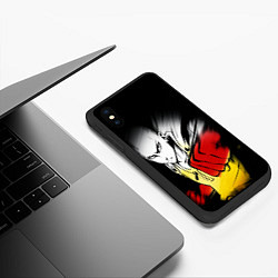 Чехол iPhone XS Max матовый Ванпанчмен -человек с красными кулаками, цвет: 3D-черный — фото 2