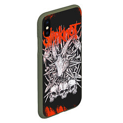 Чехол iPhone XS Max матовый Slipknot черепа, цвет: 3D-темно-зеленый — фото 2