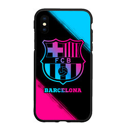 Чехол iPhone XS Max матовый Barcelona - neon gradient, цвет: 3D-черный