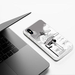 Чехол iPhone XS Max матовый Дэнжи - Человек бензопила, цвет: 3D-белый — фото 2