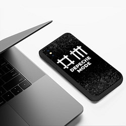 Чехол iPhone XS Max матовый Depeche Mode с потертостями на темном фоне, цвет: 3D-черный — фото 2
