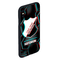 Чехол iPhone XS Max матовый Hoffenheim FC в стиле glitch на темном фоне, цвет: 3D-черный — фото 2