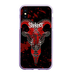 Чехол iPhone XS Max матовый Slipknot - красный козел, цвет: 3D-светло-сиреневый