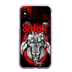 Чехол iPhone XS Max матовый Slipknot - красный козел, цвет: 3D-светло-сиреневый