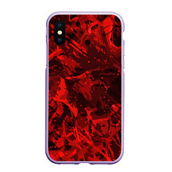 Чехол iPhone XS Max матовый Красные кляксы, цвет: 3D-светло-сиреневый