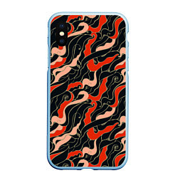 Чехол iPhone XS Max матовый Japanese pattern, цвет: 3D-голубой