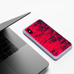 Чехол iPhone XS Max матовый Black & Red, цвет: 3D-светло-сиреневый — фото 2