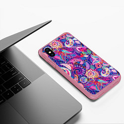 Чехол iPhone XS Max матовый Multi-colored colorful patterns, цвет: 3D-малиновый — фото 2