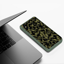 Чехол iPhone XS Max матовый Камуфляж, цвет: 3D-темно-зеленый — фото 2