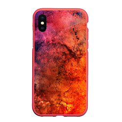 Чехол iPhone XS Max матовый Corrosion, цвет: 3D-красный