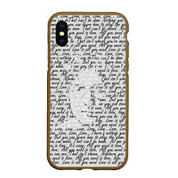 Чехол iPhone XS Max матовый Джон Леннон, портрет и слова песни, цвет: 3D-коричневый