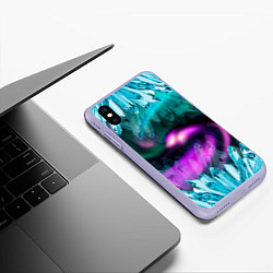 Чехол iPhone XS Max матовый Кристаллы и северное сияние, цвет: 3D-светло-сиреневый — фото 2