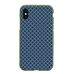 Чехол iPhone XS Max матовый Модный клетчатый узор серый, цвет: 3D-темно-зеленый
