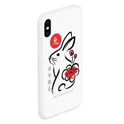 Чехол iPhone XS Max матовый Rabbit with flower - chinese new year, цвет: 3D-белый — фото 2