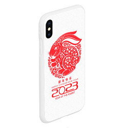 Чехол iPhone XS Max матовый Happy chinese New Year, 2023 year of the rabbit, цвет: 3D-белый — фото 2