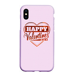 Чехол iPhone XS Max матовый Happy Valentines Day!, цвет: 3D-сиреневый