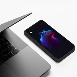 Чехол iPhone XS Max матовый Неоновая капибара на чёрном фоне, цвет: 3D-черный — фото 2