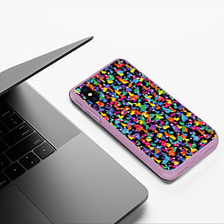 Чехол iPhone XS Max матовый Разноцветные кролики, цвет: 3D-сиреневый — фото 2