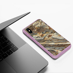Чехол iPhone XS Max матовый Камень stone, цвет: 3D-сиреневый — фото 2