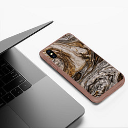 Чехол iPhone XS Max матовый Золотистый мрамор, цвет: 3D-коричневый — фото 2