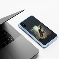 Чехол iPhone XS Max матовый Енот на ракете, цвет: 3D-голубой — фото 2