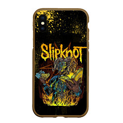 Чехол iPhone XS Max матовый Slipknot Yellow Monster, цвет: 3D-коричневый