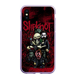 Чехол iPhone XS Max матовый Slipknot art, цвет: 3D-светло-сиреневый