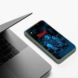 Чехол iPhone XS Max матовый Slipknot blue, цвет: 3D-темно-зеленый — фото 2