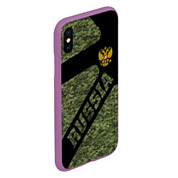 Чехол iPhone XS Max матовый Камуфляж - RUSSIA, цвет: 3D-фиолетовый — фото 2